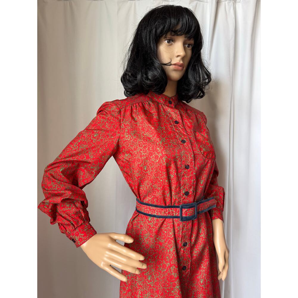 Vintage Schrader Sport New York red Mandarin collar belted dress medium - Picture 15 of 16